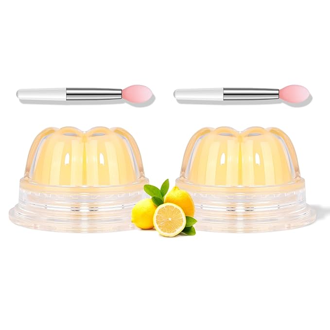 2Pc Jelly Lip Mask Overnight,Fruity Lemon Lip Sleeping Mask Day Night Repair Kawaii Lip Balm Hydrate Plump Dry Lip Scrubs Exfoliator,Lip Care Lip Moisturizer with Collagen-Lemon-VivaGrace Women