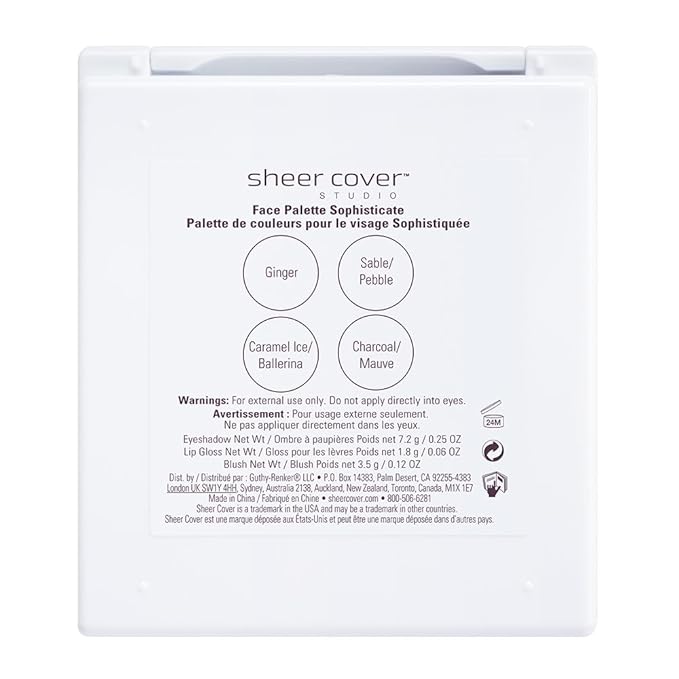 Sheer Cover – Sophisticate Look Face Palette For Eyes, Lips, and Cheeks – with Brush-VivaGrace Women