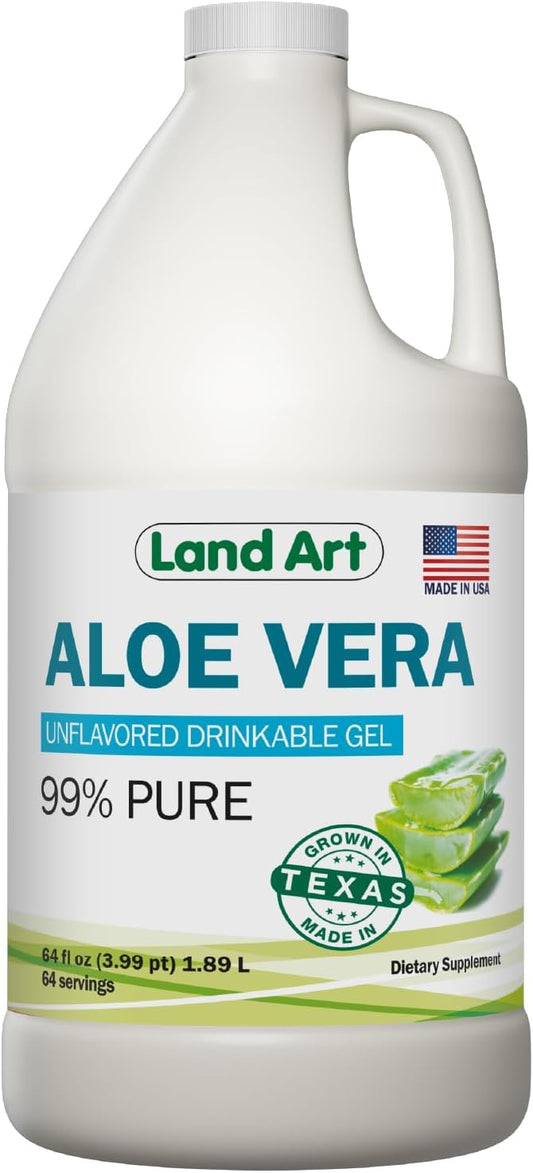 Land Art - Organic Aloe Vera Drinkable Gel for Heartburn & Acid Reflux Relief - 99.7% Pure - Cold-Processed - Improves Digestive Health - Soothing and Natural - Vegan & Gluten-Free - 64 fl oz-VivaGrace Women
