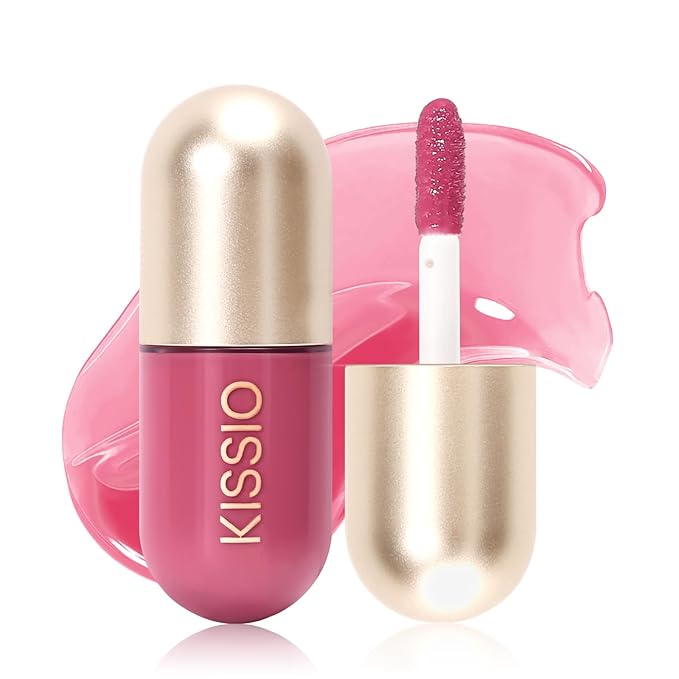 KISSIO Lip Plumper,Color Lip Plumper Gloss,Lip Enhancer,Plant Extracts Plumping Lip Serum,Moisturizing Lip Gloss for Fuller Lips and Hydrated Beauty Lips 5.5ml (04#Liqueur)-VivaGrace Women