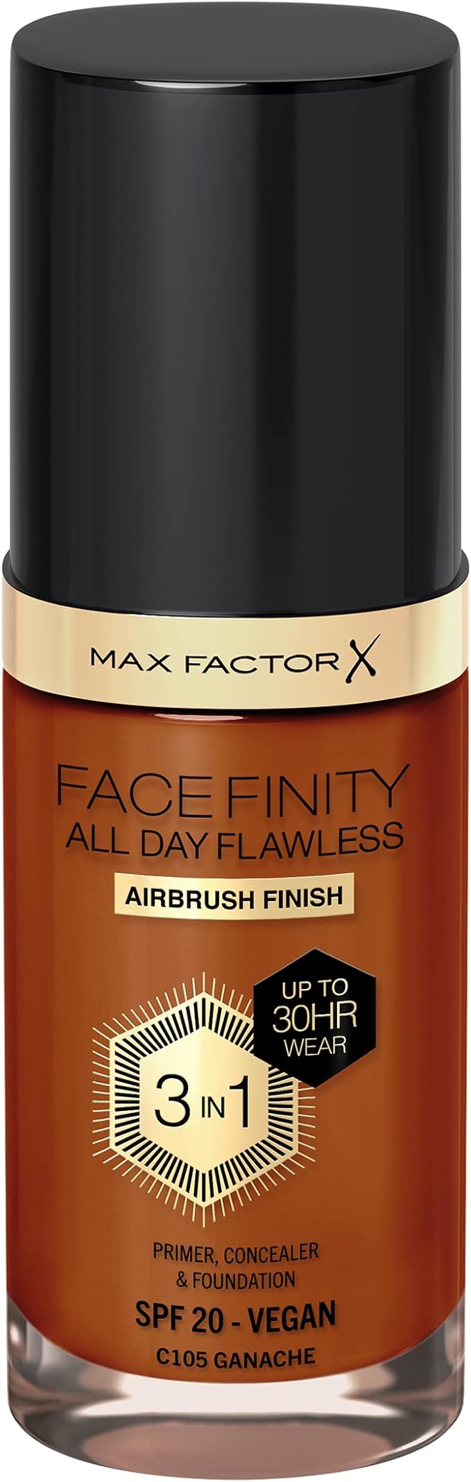 Max Factor Facefinity 3-in-1 All Day Flawless Foundation, SPF 20, Ganache, 30ml-VivaGrace Women
