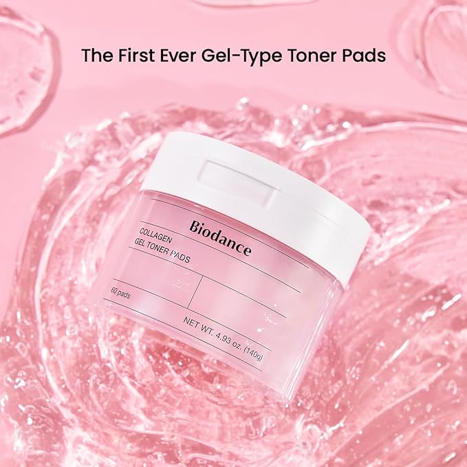 Biodance Collagen Gel Toner Pads, Pore Minimizer for Face, Improving Elasticity, Gentle Exfoliating Toner Pads for Sensitive Skin, Korean Skincareㅣ4.93 fl.oz.(140g)*60Pads-VivaGrace Women