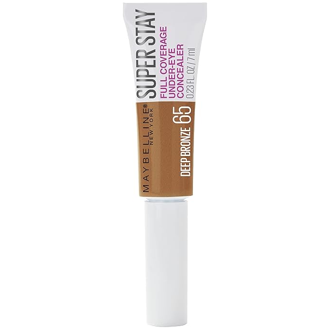 Maybelline New York Super Stay Super Stay Full Coverage, Brightening, Long Lasting, Under-eye Concealer Liquid Makeup For Up To 24H Wear, With Paddle Applicator, Deep Bronze, 0.23 fl. oz., 65 Deep Bronze-VivaGrace Women