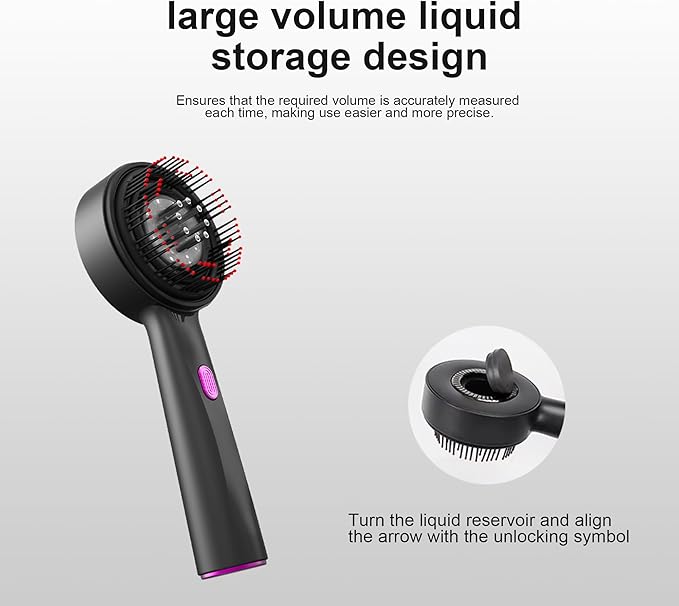 Red Light Dot Scalp Massager - 72-Point Vibration Comb for Hair Care, 3 in 1 Hair Oil Applicator,ipx7 Waterproof Scalp Oil Applicato,Rechargeable Home Use Device with Safety Indicator(Black)-VivaGrace Women