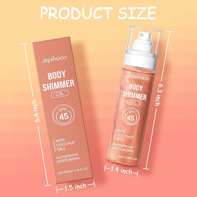 Broad Spectrum SPF 50 Sheer Body Sunscreen Setting Mist Sunscreen Body Glow Oil Spray for Face & Body with Gold Mica Sun-kissed Glow Skin Illuminator Hydrating Non-Greasy (A)-VivaGrace Women