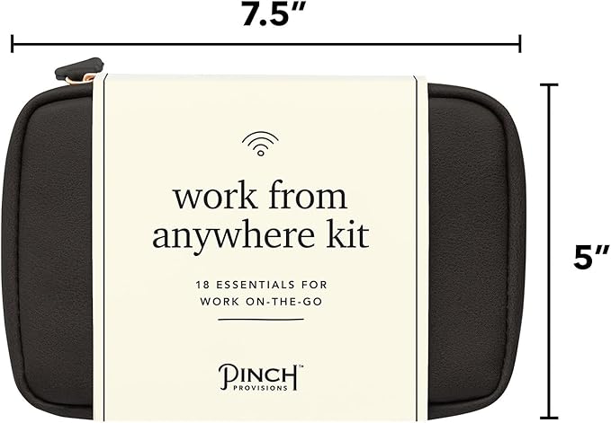 Pinch Provisions Work from Anywhere Kit, Includes 18 Essentials to Help You Stay on Task, Must-Have Essentials, Compact Multi-Functional Vegan Leather Pouch, Black-VivaGrace Women