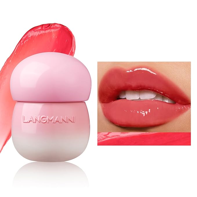 Glow Lip Balm Plumping Moisturizing Lip Balm Glossy Lip Gloss, Day & Night Lip Repair Hydrating Lip Mask Lip Oil Nourishing Lip Care Not Sticky Vegan Tinted Lip Balm Jelly Lipstick(2# WATERMELON RED)-VivaGrace Women