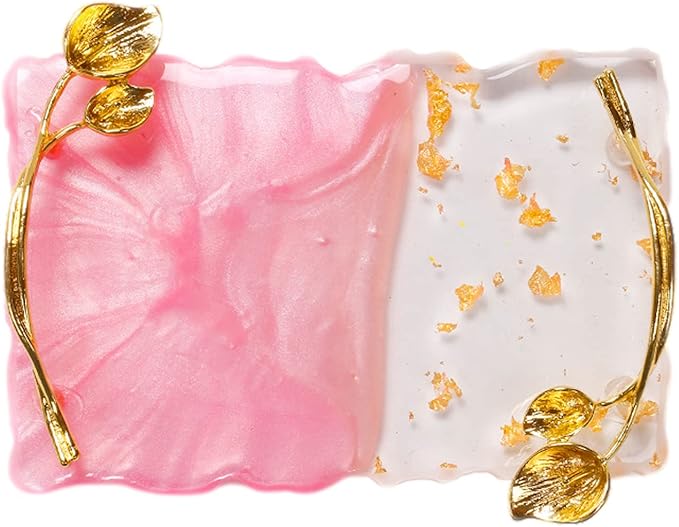 2023 Retro Nail Art Palette, Nail Painting Mixed Color Palette with Leaves Handle, Nail Holder Gel Color Makeup Display Board Pallet (Pink)-VivaGrace Women