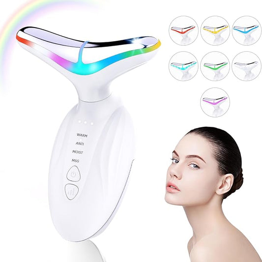 Facial and Neck Massager - SIQUER 7 in 1 Face Sculpting Tool, Multifunctional Face Lift Device for Lifting, Double Chin and Skin Care, White-VivaGrace Women