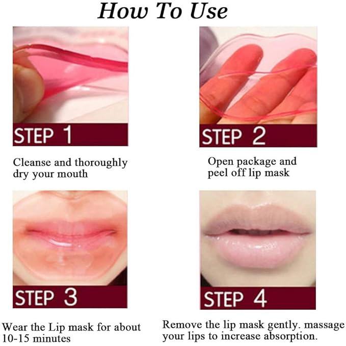 Lip Mask, 30PCS Collagen Crystal Pink Lip Care Gel Pads Treatment, Moisturizing Anti-Wrinkle Anti-Aging Firm Hydrate Lips, Remove Dead Skin Moisture Essence Make Your Dry Lip Attractive Sexy-VivaGrace Women