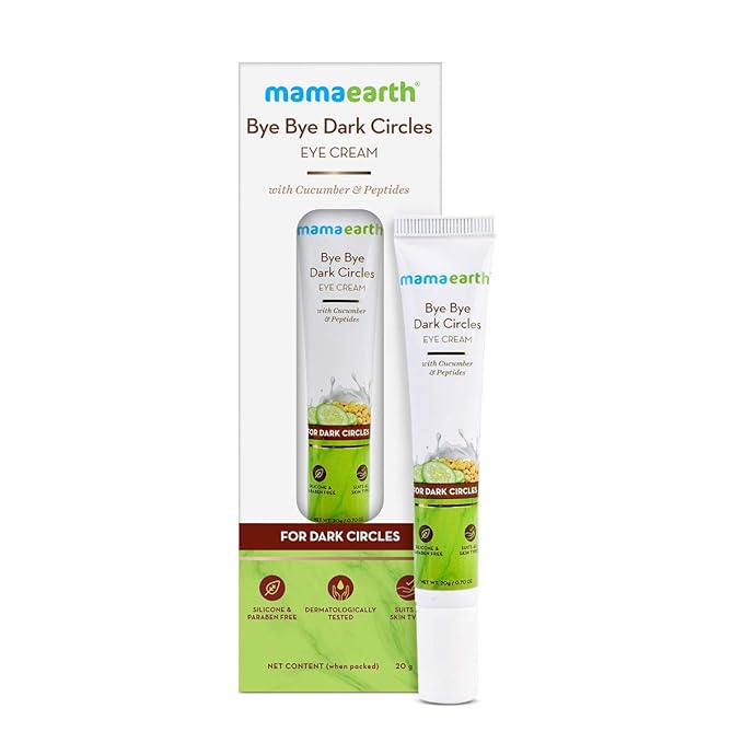 Mamaearth Bye Bye Dark Circles Eye Cream | with Cucumber & Peptide | Reduces Puffiness, Bags & Wrinkles | Nourishes Under Eye Skin | Suits All Skin Types | 0.70 Oz (20g)-VivaGrace Women