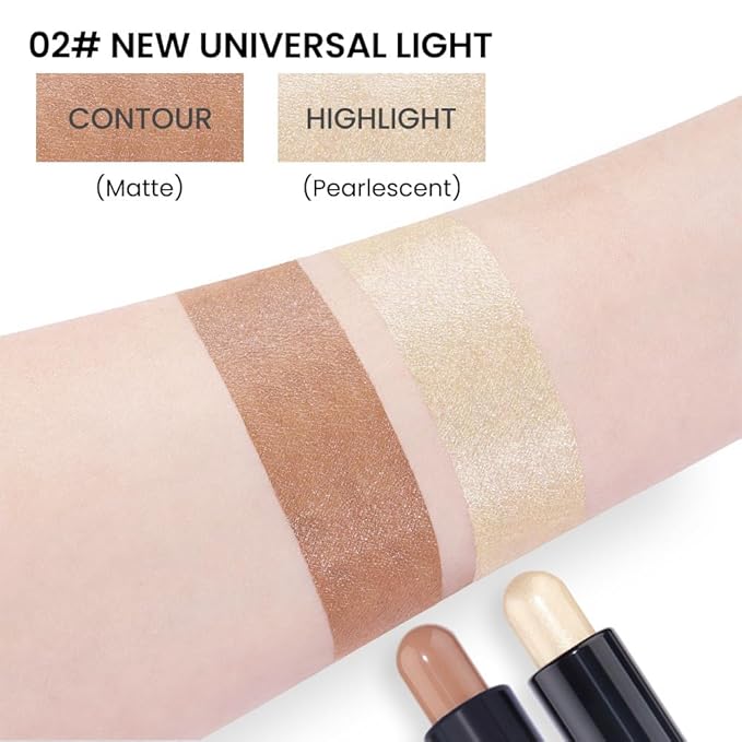 evpct 2in1 Face Shaping & Contouring Stick Cream Contour Concealer Bronzer Stick Makeup Kit for Beginner Face Highlighter Makeup Stick contorno maquillaje de maquillaje profesional,NEW Universal Light-VivaGrace Women