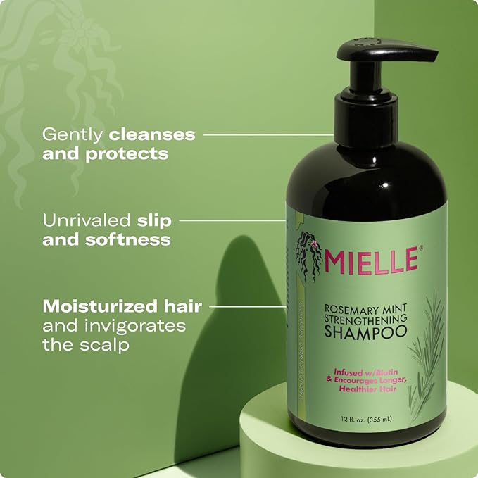 Mielle Organics Rosemary Mint Strengthening Shampoo and Conditioner Infused with Biotin, Cleanses and Helps Strengthen Weak and Brittle Hair, 12 Ounces-VivaGrace Women