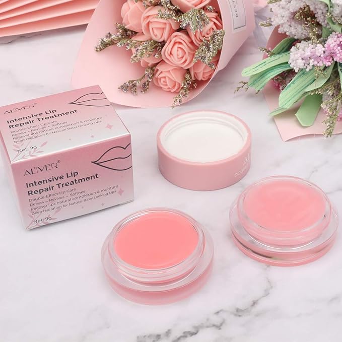 Lip sleeping Mask Exfoliator & Moisturizer Double Effect Lip Scrubs Overnight/Day for Dry Treatment Care, Cracked Lips, Peeling Lip Primer, Lip Repair Balm - Strawberry Lip Mask-VivaGrace Women