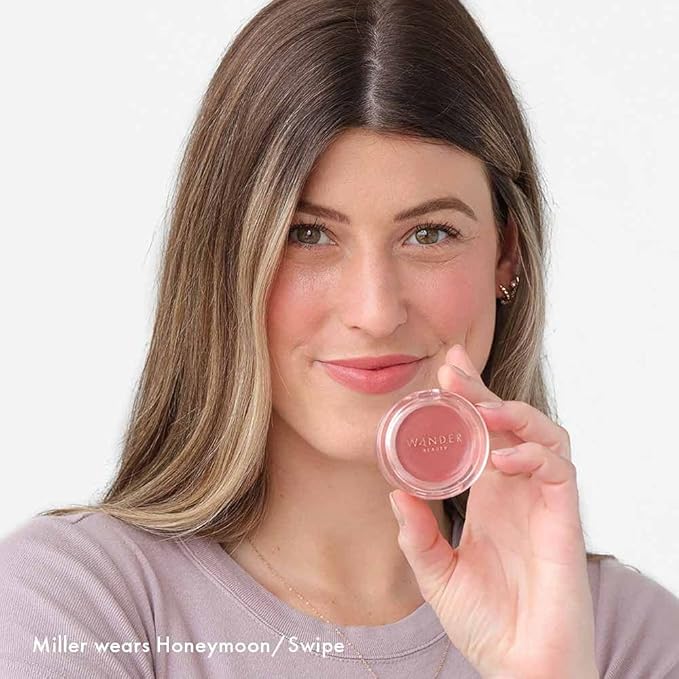 Wander Beauty Double Date Lip & Cheek - Honeymoon/Swipe - 4-in-1 Cream Blush & Lip Tint - Blush, Lip Moisturizer, Lip Balm, & Eye Gloss - Multitasking Eye, Cheek, & Lip Makeup With Green Tea - 0.07 oz-VivaGrace Women