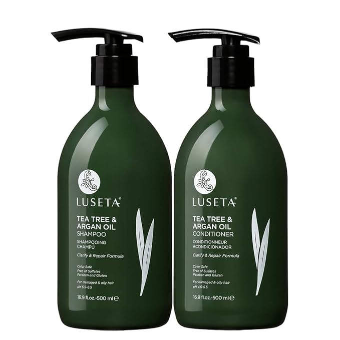 Luseta Shampoo and Conditioner Set with Tea Tree and Argan Oil for Oily Hair Clarifying, Fighting Dandruff Sulfate Paraben Free for Men and Women 2x16.9oz-VivaGrace Women