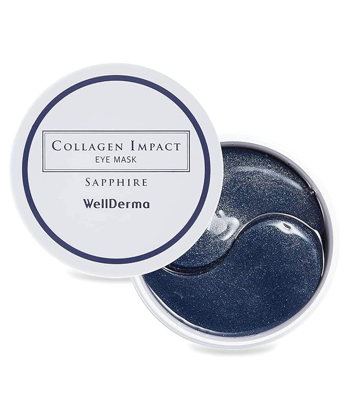 WELLDERMA Collagen Impact Sapphire Eye Mask 60 Sheets - NOURISHing ENRICHed Moisturizing Hydrogel Eye Patches Wrinkles Collagen, Under Eye for Dark Circles, Dry and Dull Skin-VivaGrace Women