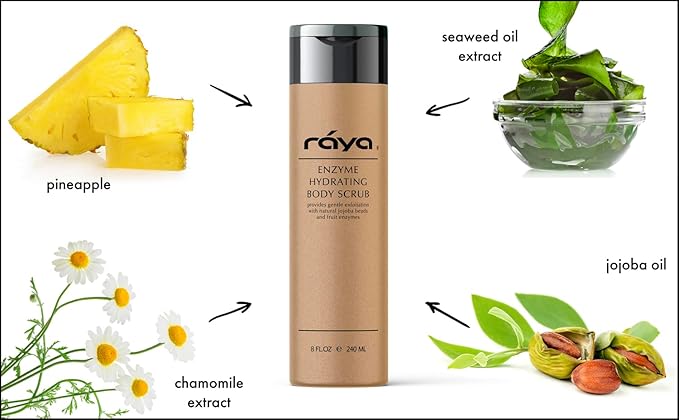 RAYA Enzyme Hydrating Body Scrub 8 oz Pineapple Scent (S-104) | Gentle and Exfoliating Body Scrub | Made with Seaweed, Jojoba Beads, and Fruit Enzymes-VivaGrace Women