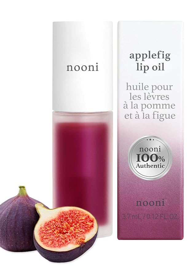 NOONI Korean Vegan Lip Oil - Applefig, 0.12 Fl Oz + Korean Lip Oil - Applecherry, 0.12 Fl Oz Bundle-VivaGrace Women