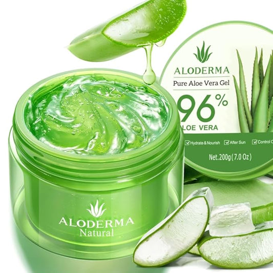 Aloderma Organic Aloe Vera Gel for Face & Body, 96% Pure Aloe Gel Made within 12 Hours of Harvest, Ideal for Skin, Scalp, & Hair Hydration, Calming Moisturizer for Soothing After Sun Care, 7.05oz-VivaGrace Women