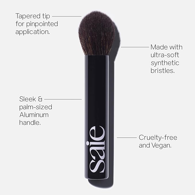 Saie The Fluffy Brush - Soft, Multi-Use Pressed + Loose Powder Brush - Fluffy Makeup Brush with Tapered Tip for Precise Application - Vegan, Cruelty-Free (1 Count)-VivaGrace Women