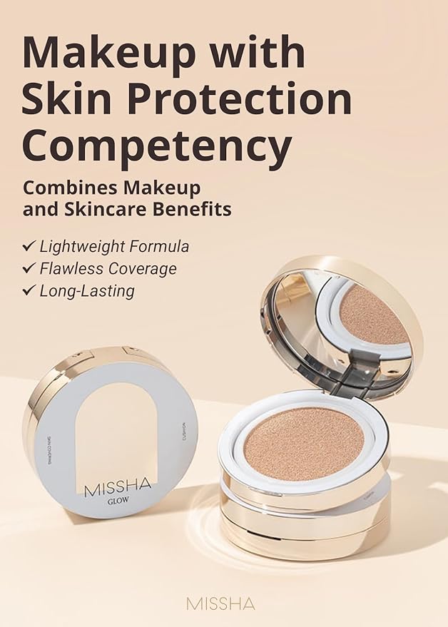 MISSHA Glow Cushion No.23 Natural Beige for Natural Skin Radiant & Moisturizing Skin with Buildable Coverage-VivaGrace Women