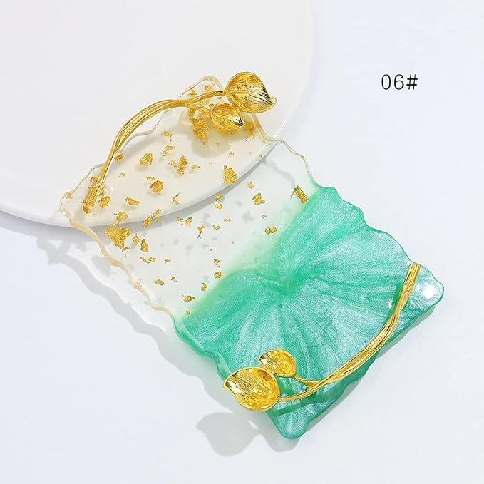 2023 Retro Nail Art Palette, Nail Painting Mixed Color Palette with Leaves Handle, Nail Holder Gel Color Makeup Display Board Pallet (Green)-VivaGrace Women