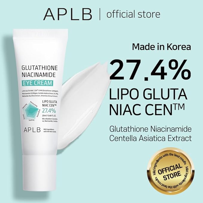 APLB Glutathione Niacinamide Eye Cream | LIPO GLUTA NIAC CEN™ 27.4% 0.68 FL.OZ/Korean Skincare, Eye cream for dark circles and puffiness, Improve elasticity & provide moisture around eye region-VivaGrace Women