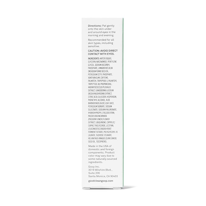 good.clean.goop beauty The Wide-Awake Eye Serum | Gel Serum to Reduce Fine Lines | Peptides, Astaxanthin & Reishi Mushroom Extract | Caffeine Eye Serum for Puffy Eyes & Dark Circles | Vegan | 0.5 oz-VivaGrace Women