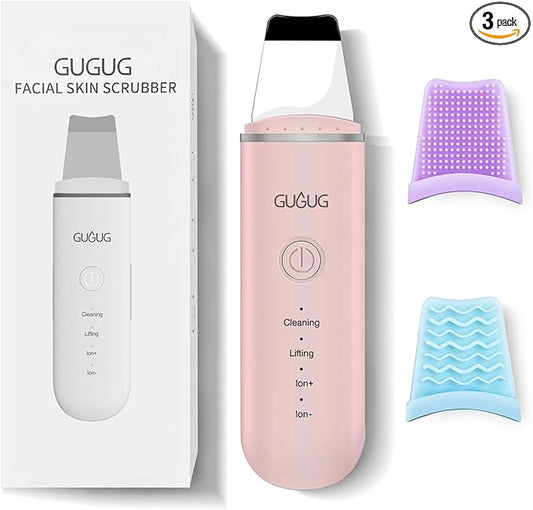 GUGUG Skin Scrubber Face Spatula Skin Spatula Pore Cleaner Blackhead Remover Tools for Facial Deep Cleansing-4 Modes, Pink-VivaGrace Women