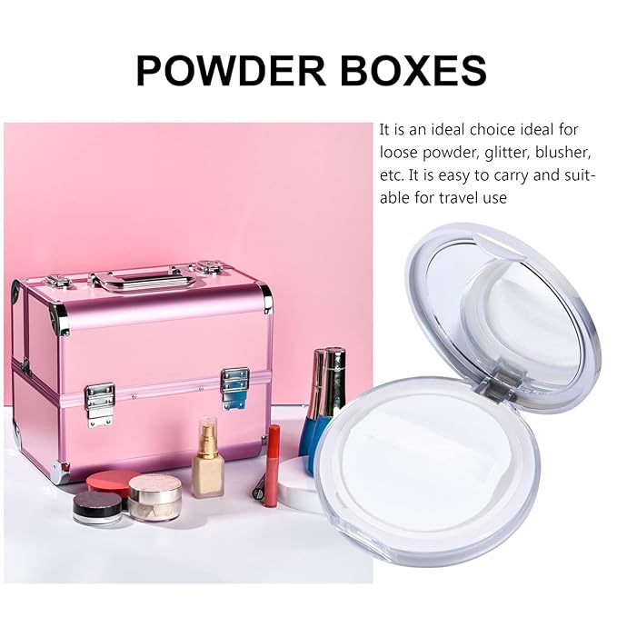 Artibetter Empty Reusable Powder Box 2pcs Loose Powder Containers with Elasticated Net Sifter, Mirror and Puff 5g Loose Powder Compact Case Air Cushion Case for DIY Makeup and Travel ( ) Travel Powder-VivaGrace Women