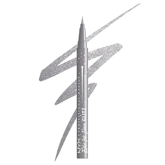 NYX PROFESSIONAL MAKEUP Epic Ink Glitz Liner, Waterproof Metallic Liquid Eyeliner with Vegan Formula - Flashy Flare (Shimmer Light Grey)-VivaGrace Women