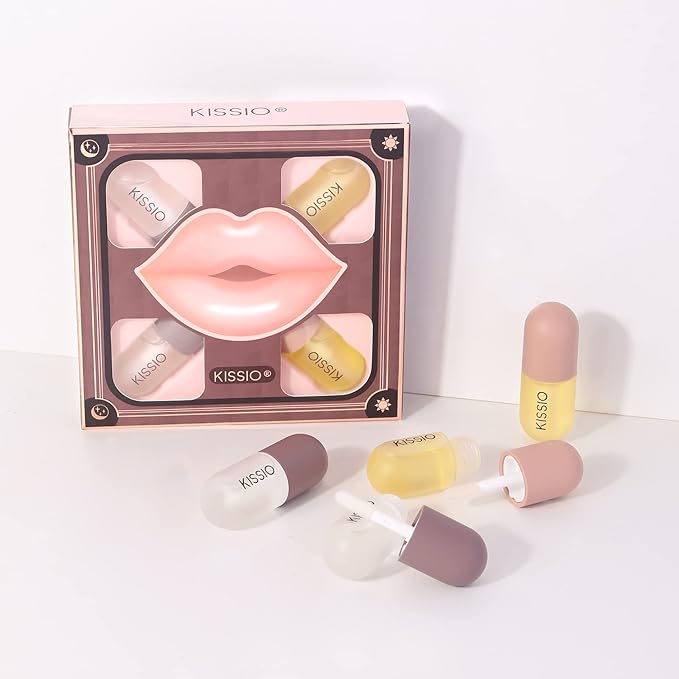 KISSIO Lip Plumper Set,Natural Lip Plumper and Lip Care,Lip Plumper Gloss,Lip Moisturizing,Day and Night Ues,4PCS Lip Plumper,Cruelty Free,5.5 ml*4-VivaGrace Women