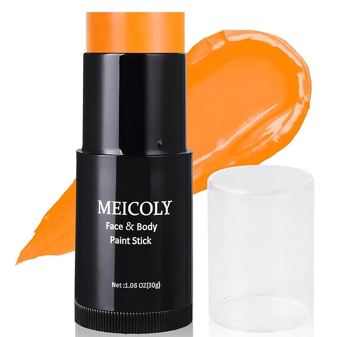 MEICOLY Orange Face Body Paint Stick(1.06 Oz),Cream Blendable Face Paint,Orange Eye Black Baseball/Softball,Sweatproof Waterproof Face Painting for Halloween Pumpkin Special Effects SFX Cosplay Makeup-VivaGrace Women
