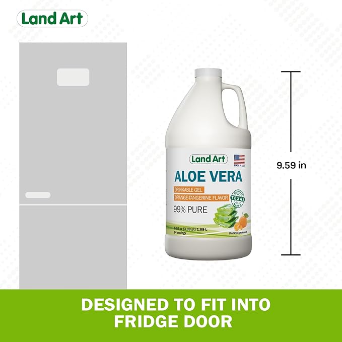 Pure Aloe Vera Drinkable Gel - Orange Tangerine Flavored - Cold-Processed Inner Filet - from Organic Fresh Leaves from Texas - for Heartburn Relief - Acid Reflux - 64 fl oz-VivaGrace Women