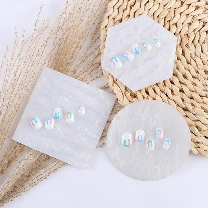 3 Pieces Resin Nail Art Palette, Nail Art Painting Gel Palette Makeup Display Board Nail Art Display Board-VivaGrace Women