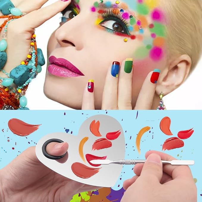 Makeup Palette Lipstick Applicator with Spatula Lip Gloss Brush Makeup Tool Set Suitable for Lipstick, Foundation and Other Cosmetic Color Mixing(Makeup Palette Set)-VivaGrace Women