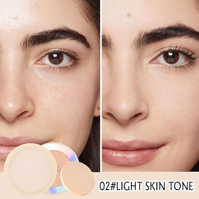 Oil Control Face Pressed Powder, Ultra-Fine Lightweight Face Powder, Soft-focus Matte Finish, Sheer Coverage, Lasting Oil Control, Light Skin Tone(02#)-VivaGrace Women