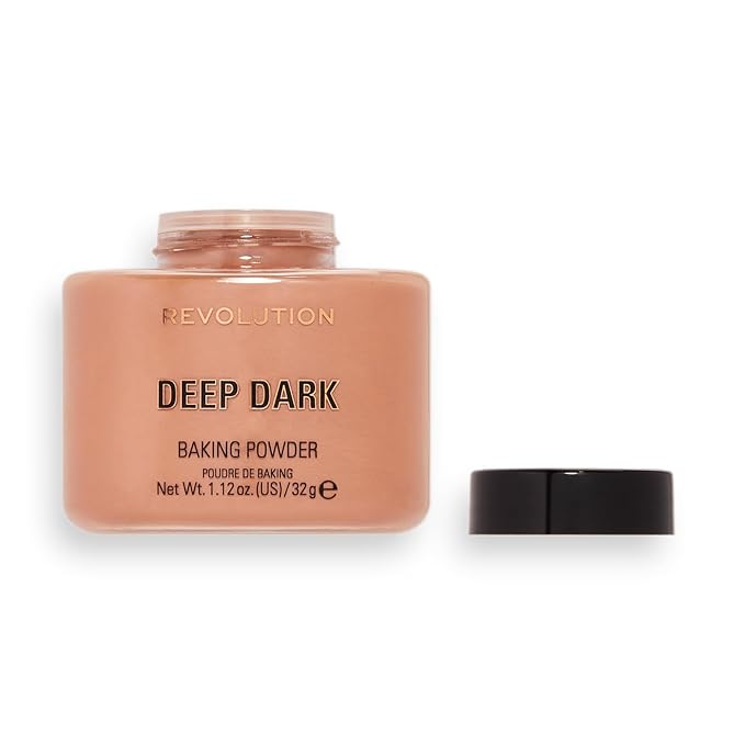 Revolution Beauty, Loose Baking Powder, Makeup Setting Powder, Long Lasting Coverage, Mattifies & Reduces Shine, Deep Dark, 1.13 Oz-VivaGrace Women