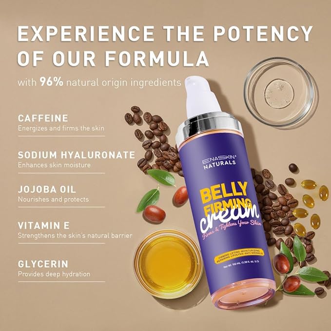 Belly Firming Cream: B Flat Skin Tightening Cream , Cellulite & Stretch Mark Reduction & Tummy Hips Cream & Body Firming for Stomach & Thighs & Arms – 3.38 Fl Oz-VivaGrace Women