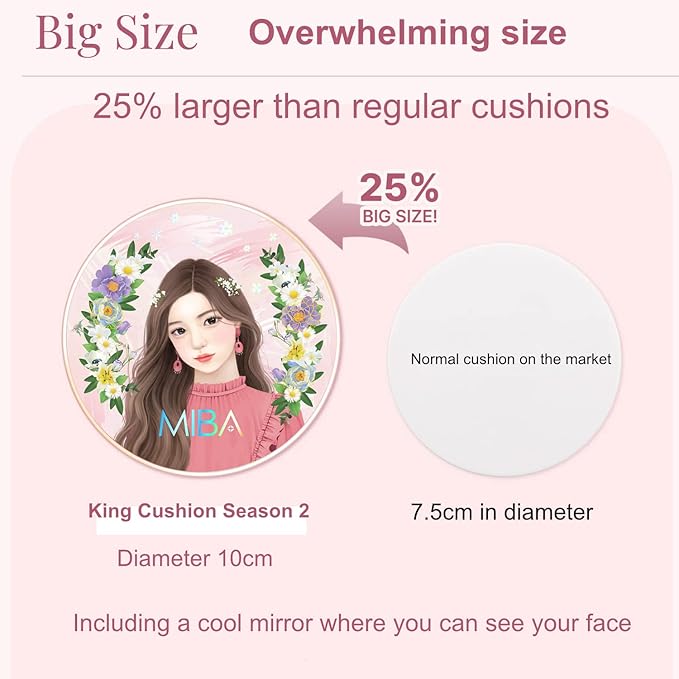 MIBA Ion Calcium Foundation Double Cushion RX 25 g / 0.88 oz Big Cushion SEASON 2 Long Lasting Effect for Dewy Skin. Skin moisturizing. Skin tightening relief. Fine coverage. Smooth adhesion (No 21)-VivaGrace Women