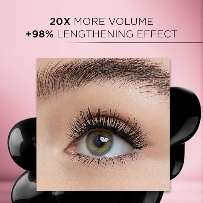 L'Oreal Paris Makeup Voluminous Lash Paradise Mascara, Voluptuous Volume, Intense Length, Feathery Soft Full Lashes, No Flaking, No Smudging, No Clumping, Black Brown, 2 Count, Packaging May Vary