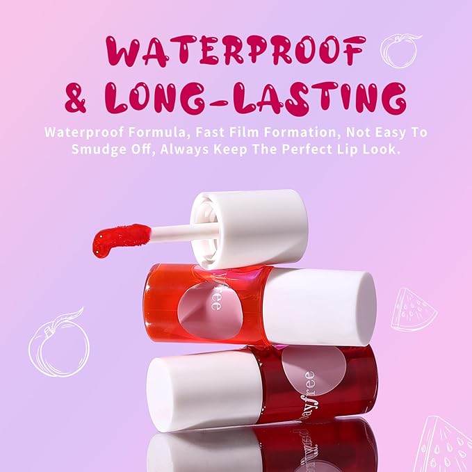 Lip Tint Stain, Long Lasting Korean Lip Stain Set, Non-sticky Waterproof Lightweight Lip and Cheek Tint, Moisturizing High Pigment Water Tint, Matte Finish Lip Tint-VivaGrace Women