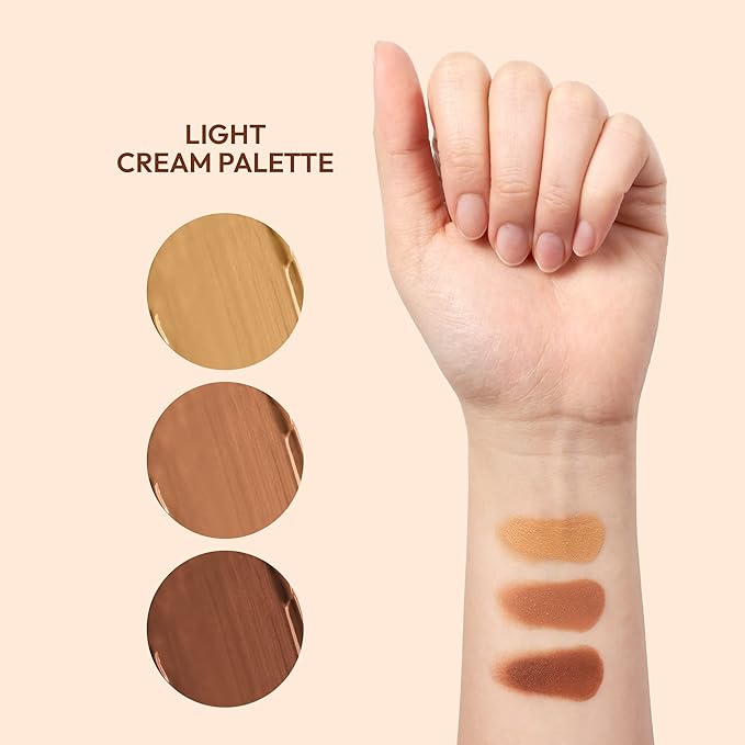 Ruby Kisses Contour Palette 3-in-1 Contour, Conceal, Highlight All-In-One Mini Palette, Long-Lasting, Easy to Blend Cream Contour Palette for Oily and Dry Skin (Medium To Tan)-VivaGrace Women