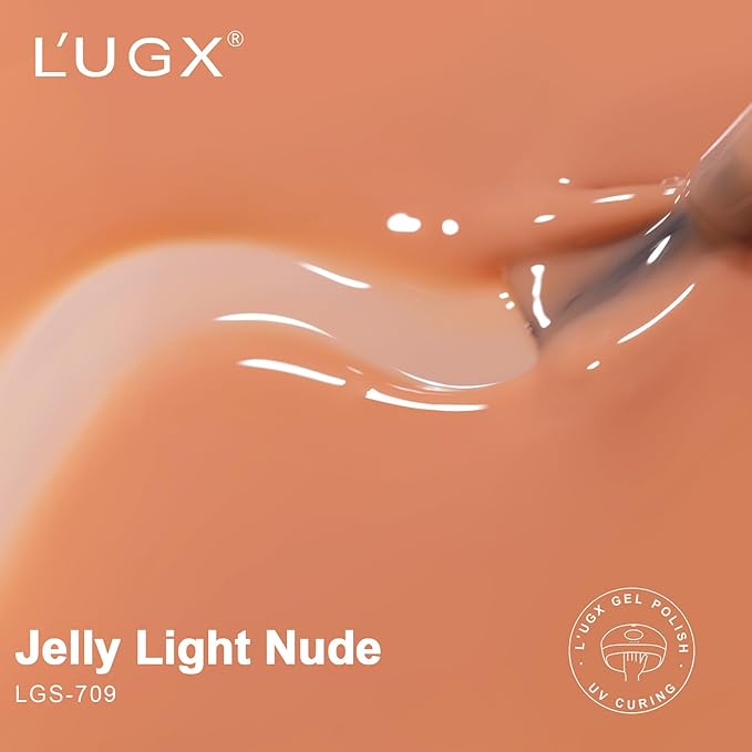 L'UGX Light Sheer Nude Gel Polish 15ML Neutral Fall Gel Nail Polish Translucent Natural U V French Gel Nail Color for Nail Art DIY Manicure at Home Salon Holiday Gifts for Women LGS-709