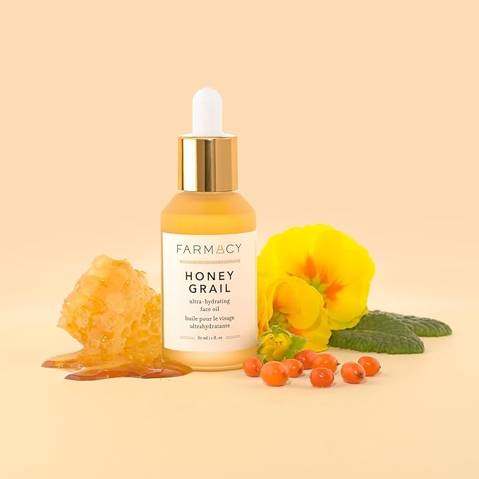 Farmacy Hydrating Face Oil - Honey Grail Nourishing Oil for Skin & Hair - Infused with Sea Buckthorn Oil, Rosehip Oil & Buckwheat Honey to Moisturize & Maintain a Healthy Skin Barrier (30ml)-VivaGrace Women