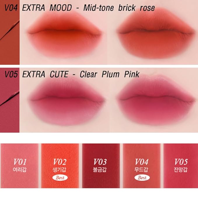 BBIA Last Velvet Tint - Soft & Creamy Matte Finish Lip Stain, Blur Effect with Velvety Texture, Long-Lasting, High Pigment, Lightweight, Non-Drying, Vegan, Korean Lip Makeup (V03 EXTRA RED)-VivaGrace Women