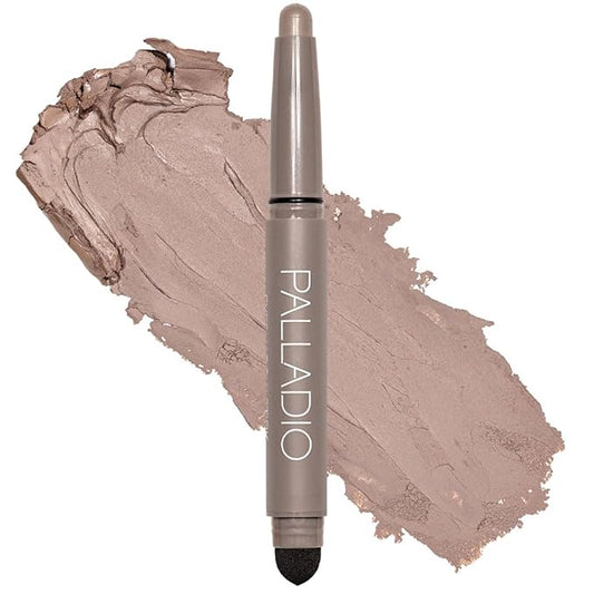 Palladio Waterproof Eyeshadow Stick with Blending Sponge, Long Lasting & Effortless Application, Smudge Free & Crease Proof Formula, Matte & Shimmer Shades, Buildable Eye Shadow (Matte Mocha)-VivaGrace Women