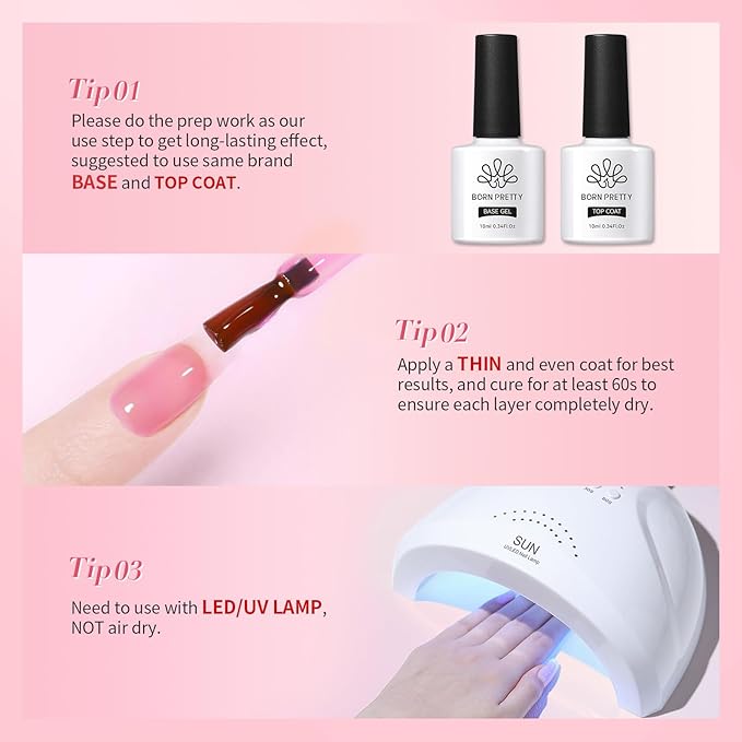 BORN PRETTY Jelly Gel Nail Polish Set,Sheer Nude Pink Natural Color Ice Transparent Tranlusent Gel Polish Kit for Salon Manicure and Nail Art DIY at Home 6PCS 7ml-VivaGrace Women