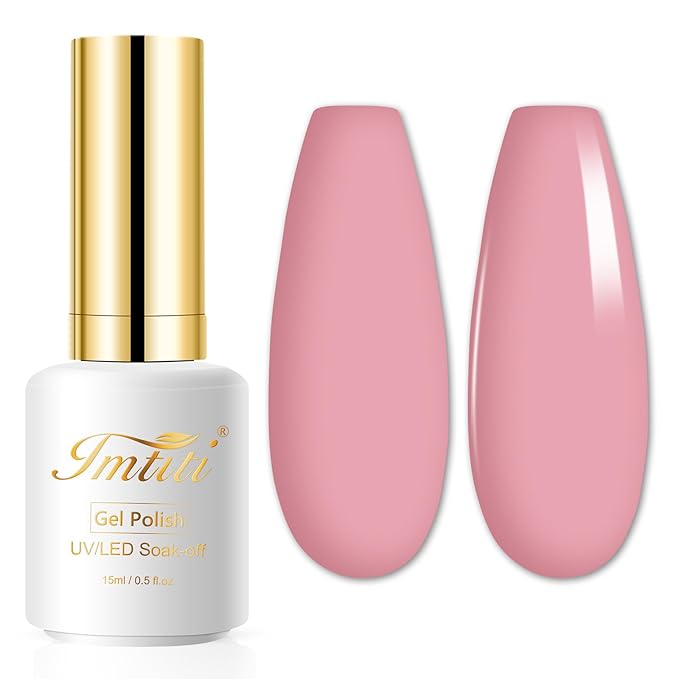 Imtiti Light Pink Gel Nail Polish, 15ml Baby Pink Color Gel Polish Soak Off LED Nail Polish Gel Nail Art Design Manicure Salon DIY at Home 1Pcs